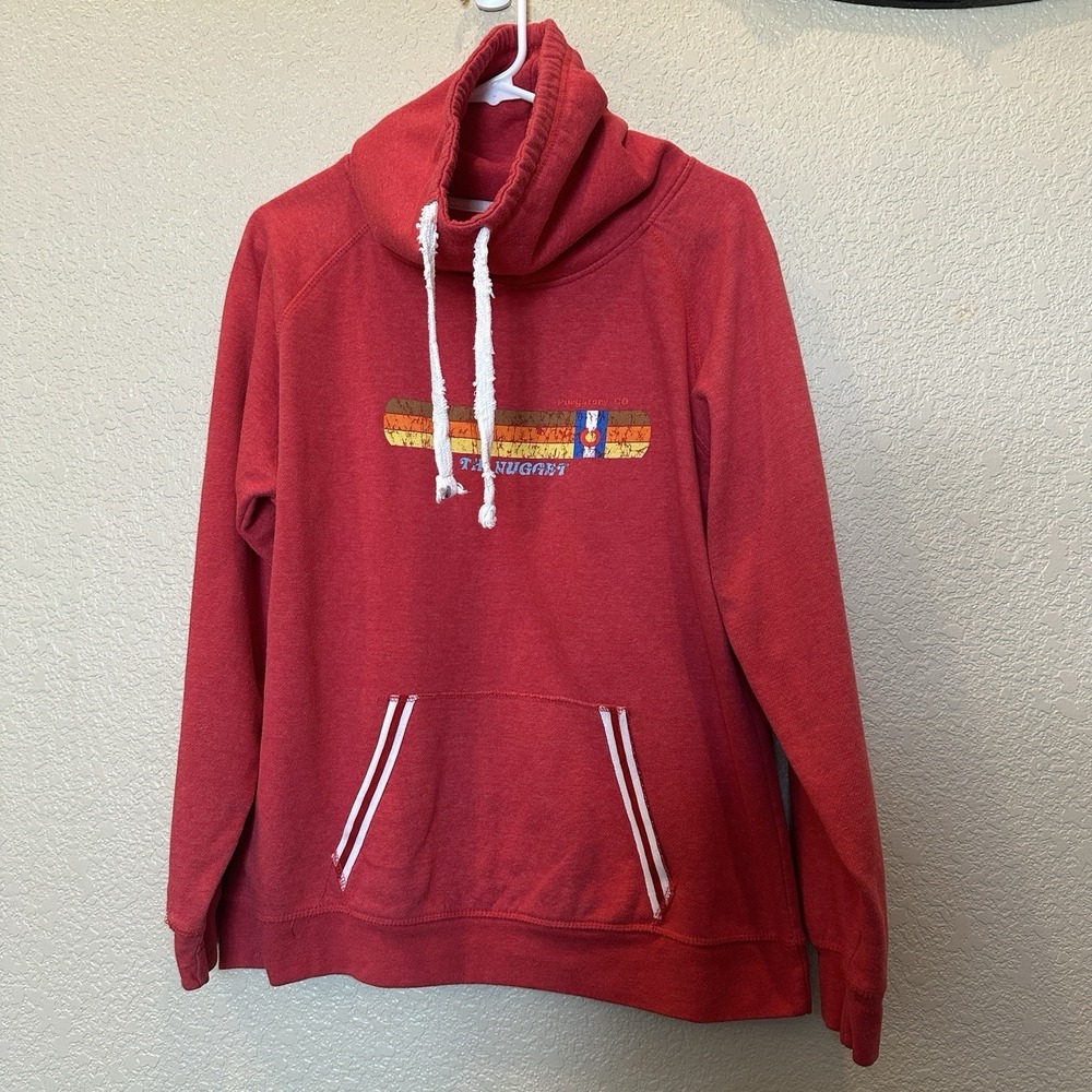 Funnel Neck Sweatshirt The Nugget Skiing Purgatory Colorado Large‎ Unisex retro